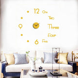 DIY Wall Clock Modern 3D Wall Sticker Clock Silent Living Room Golden M