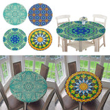 Waterproof Non-slip Round Table Cover Elastic Edged Table Cloth Style 1