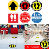 5pcs/set Social Distancing Floor Decals Sticker 6 Feet Floor Sign Notice A