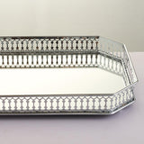 Maxbell Rectangular Silver Mirror Table Centrepiece Serving Tray Decorative Plate