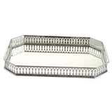 Maxbell Rectangular Silver Mirror Table Centrepiece Serving Tray Decorative Plate