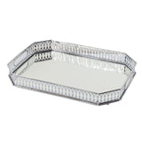 Maxbell Rectangular Silver Mirror Table Centrepiece Serving Tray Decorative Plate