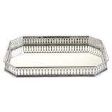 Maxbell Rectangular Silver Mirror Table Centrepiece Serving Tray Decorative Plate