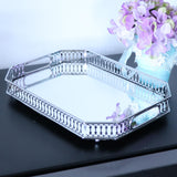 Maxbell Rectangular Silver Mirror Table Centrepiece Serving Tray Decorative Plate