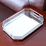 Maxbell Rectangular Silver Mirror Table Centrepiece Serving Tray Decorative Plate