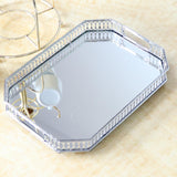 Maxbell Rectangular Silver Mirror Table Centrepiece Serving Tray Decorative Plate