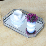 Maxbell Rectangular Silver Mirror Table Centrepiece Serving Tray Decorative Plate