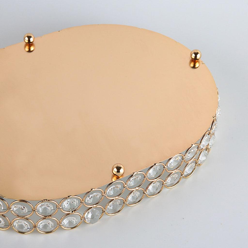 Gold Mirrored Crystal Vanity Makeup Tray Cosmetic Perfume Bottle Tray M