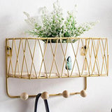 Wall Hanging Key Holder Mail Rack Coat Mail Organizer Basket golden small