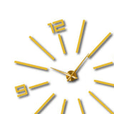 Modern Large 3D Wall Clock Numbers Letters DIY 3D Stickers Clock Gold