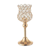 Crystal Candle Lantern Gold Candlestick Candle Holder Centerpiece Decor 22cm