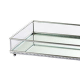 Clear Glass Mirrored Storage Makeup Tray Candle Plate Home Organizer Silver