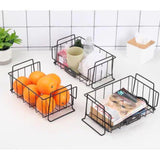 Household Wire Storage Basket Bins Organizer & Handles for Kitchen Bathroom