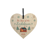 Personalised Wood Christmas Lockdown Ornaments Wooden Board Heart Xmas Decor Style 2