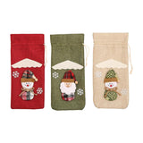 Snowman Wine Bottle Cover Bags Christmas New Year Decoration Stocking Green