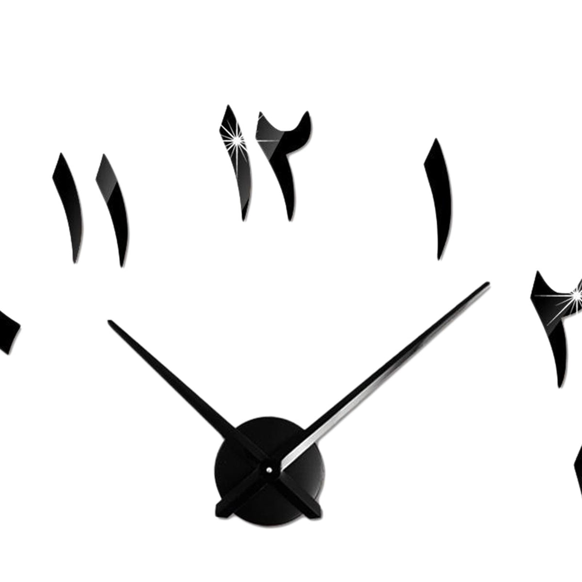 3D Wall Clock Frameless Mirror Number Sticker for Living Room Black