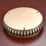 Round Crystal Iron Cosmetic Perfume Organizer Tray Cake Display Decor 21cm