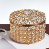 Crystal Retro Jewelry Storage Box w/ Lid Necklace Earrings Cosmetics Case