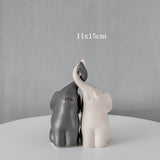 Maxbell Gray & White Elephant Ceramic Figurines Standing Art Handicraft Home Decor M