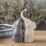Maxbell Gray & White Elephant Ceramic Figurines Standing Art Handicraft Home Decor M