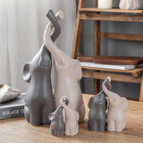 Maxbell Gray & White Elephant Ceramic Figurines Standing Art Handicraft Home Decor M
