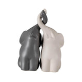 Maxbell Gray & White Elephant Ceramic Figurines Standing Art Handicraft Home Decor M