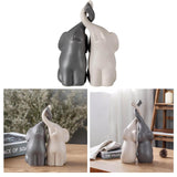 Maxbell Gray & White Elephant Ceramic Figurines Standing Art Handicraft Home Decor M