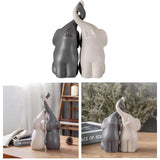 Maxbell Gray & White Elephant Ceramic Figurines Standing Art Handicraft Home Decor M