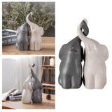 Maxbell Gray & White Elephant Ceramic Figurines Standing Art Handicraft Home Decor M