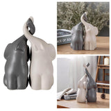 Maxbell Gray & White Elephant Ceramic Figurines Standing Art Handicraft Home Decor M