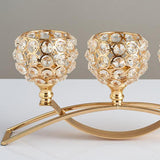 Crystal Candle Holder 3 Arms Candelabra Wedding Table Ornament Golden