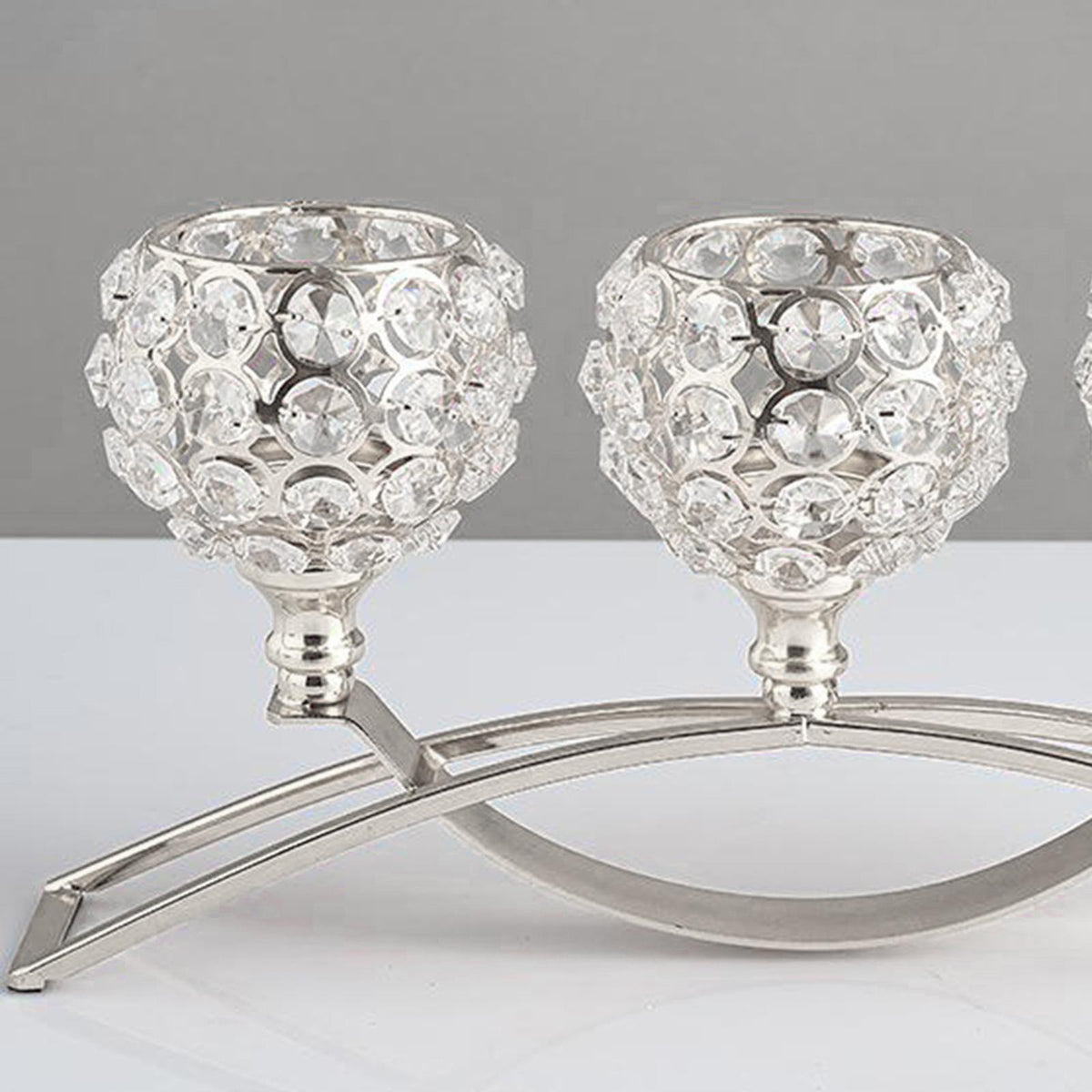 Crystal Candle Holder 3 Arms Candelabra Wedding Table Ornament Silver