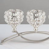 Crystal Candle Holder 3 Arms Candelabra Wedding Table Ornament Silver