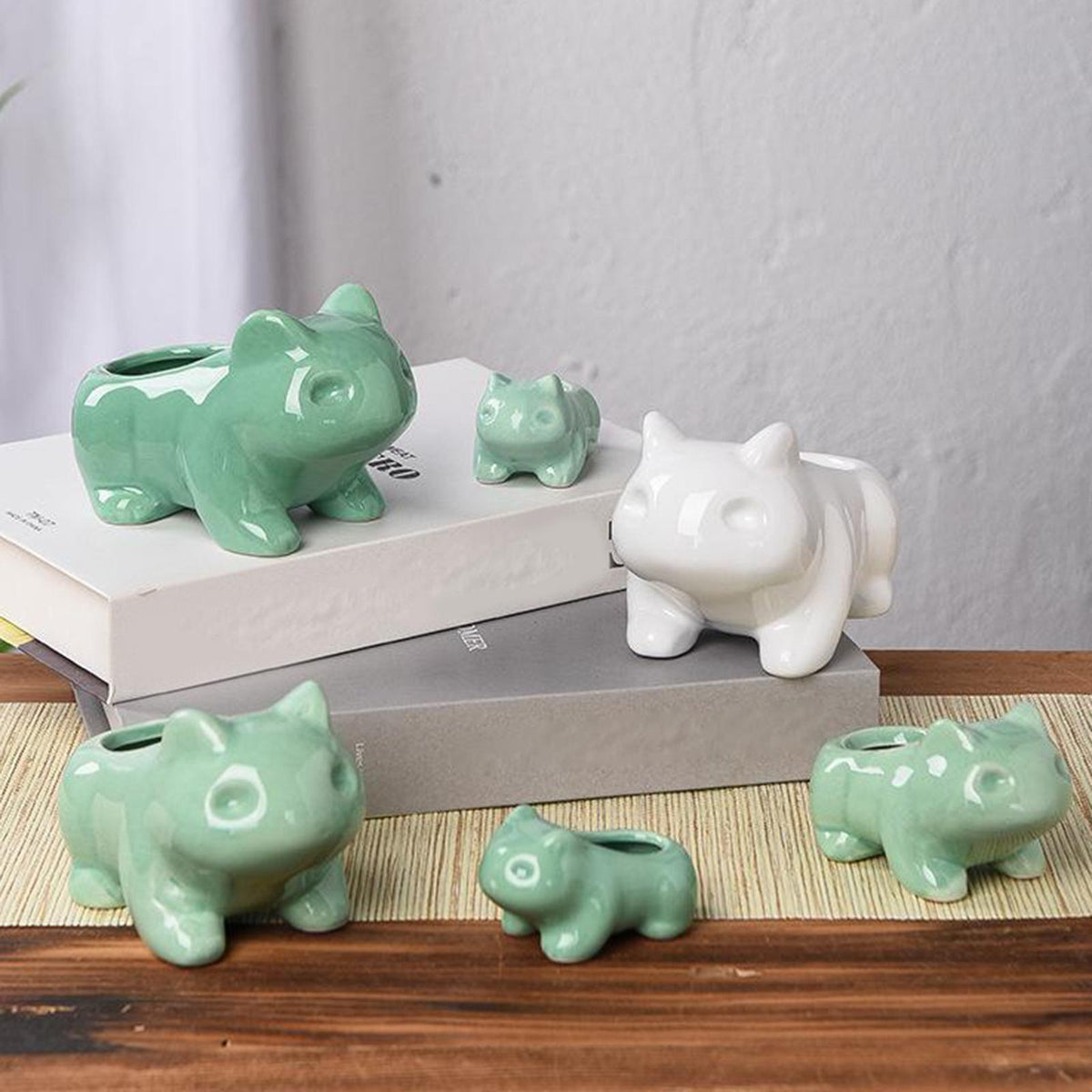 Maxbell  Cute Cartoon Frog Shaped Ceramic Succulent Cactus Flower Plant Pot Decor M