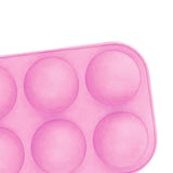 Maxbell  Round Silicone 6 Holes Semi-Sphere Non Stick Mold Cake Baking Mould Pink