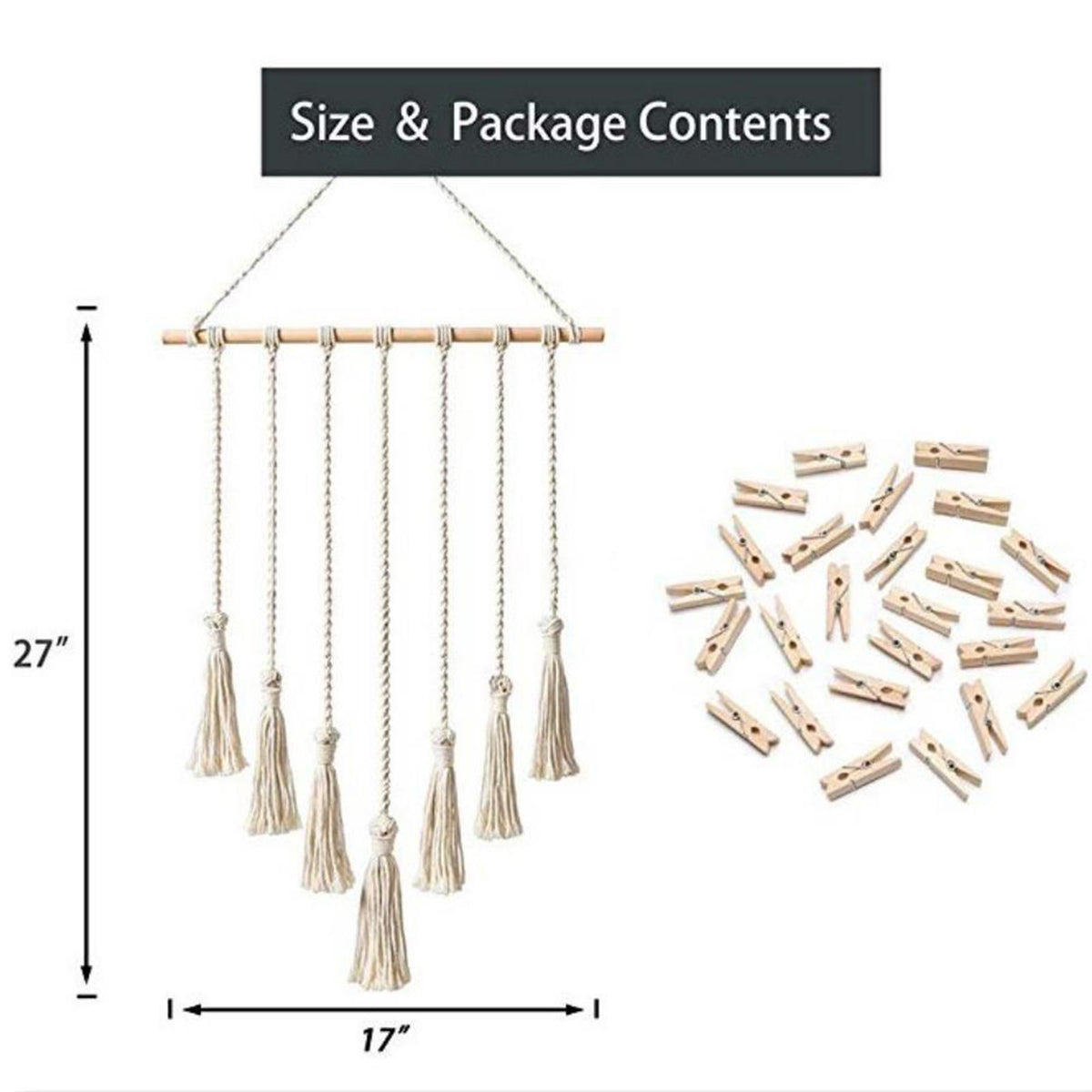 Maxbell  Macrame Handmade Bohemian Lace Tapestry Wall Door Hanging Decor Craft Beige