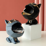 Cartoon Cat Storage Organizer Holder Sculpture Statue Hallway Decor Black