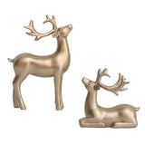 1Pair Elk Sculpture Decorative Ornament Figurine Statue Desktop Decor Bronze