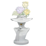 Nordic Stylish Lady Human Head Flower Vase Statues White 18x16x23cm