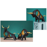 Resin Art Cattle Sculpture Decorative Ornament Figurine Statue B Black