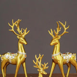 Premium Elk Figurines Desktop Sculpture Nordic Decor Ornaments 3 Pieces