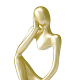 Thinker Sculpture Figurine Home Statues Modern Bookcase Decor Gold Left