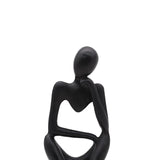 Thinker Sculpture Figurine Home Statues Modern Bookcase Decor Black Right