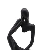 Thinker Sculpture Figurine Home Statues Modern Bookcase Decor Black Left