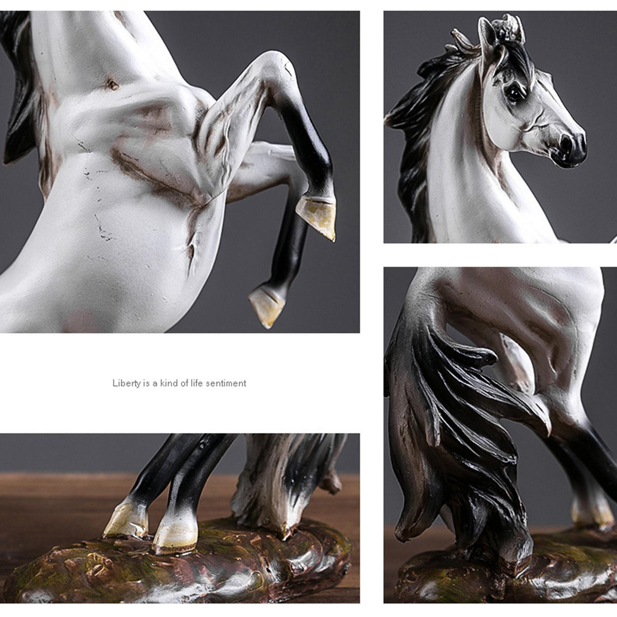 Horses Figurine Detailed Desktop Sculpture Bar Shelf Modern Ornaments Gift White