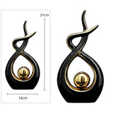 Maxbell Ceramics Figurine Statue Electroplating Livingroom Bedroom Desktop Ornament Black L