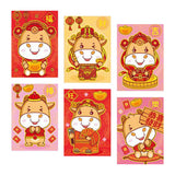 6pcs Chinese New Year Red Envelope 2021 Ox Hong Bao Lucky Money Bag Style2