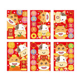 6pcs Chinese New Year Red Envelope 2021 Ox Hong Bao Lucky Money Bag Style6