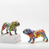 Hand Painted Bulldog Sculpture Dog Figurine Ornament Home Decoration Gift A