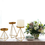 Iron Geometric Candle Holder Stand Candlestick Bathroom Decor Golden L